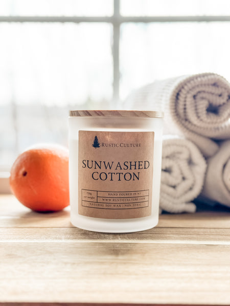 Sunwashed Cotton candle. Home fragrance candles.