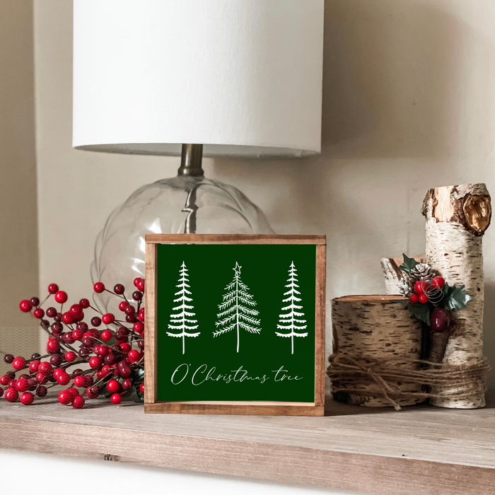 O’ Christas tree sign.  Small Christmas sign perfect for an entryway table or countertop.