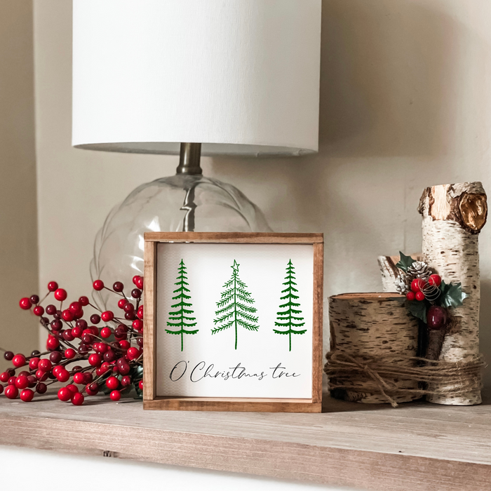O’ Christas tree sign.  Small Christmas sign perfect for an entryway table or countertop.