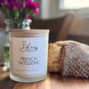French Patisserie candle made with a natural coconut soy wax blend, non toxic fragrance oils and a natural lead free cotton wick. 