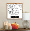 Sleepy hollow dead and breakfast sign. Halloween sign.